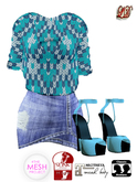 {LD}Clothing-Ragged Outfit With Shoes/Blue