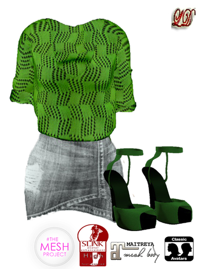 {LD}Clothing-Ragged Outfit With Shoes/Green
