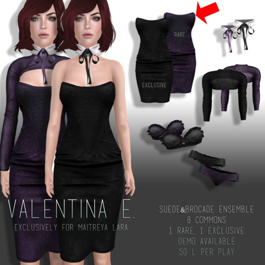 Valentina E. Suede & Brocade Dress Violet RARE