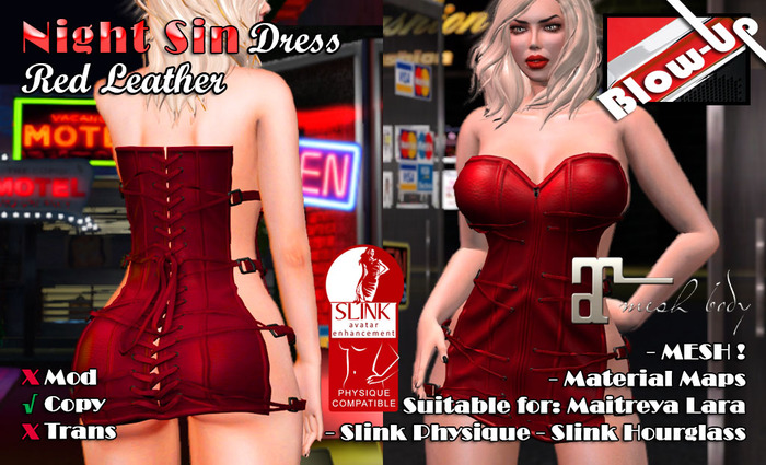- Blow-Up - Night Sin Dress - Red Leather