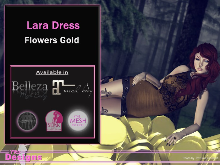 Lara Dress Flowers Gold