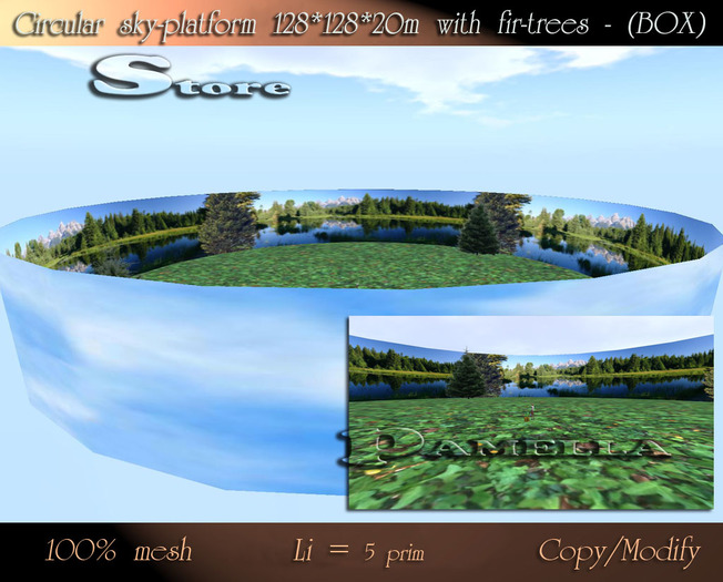 Circular sky-platform 128*128*20m with fir-trees - (BOX)