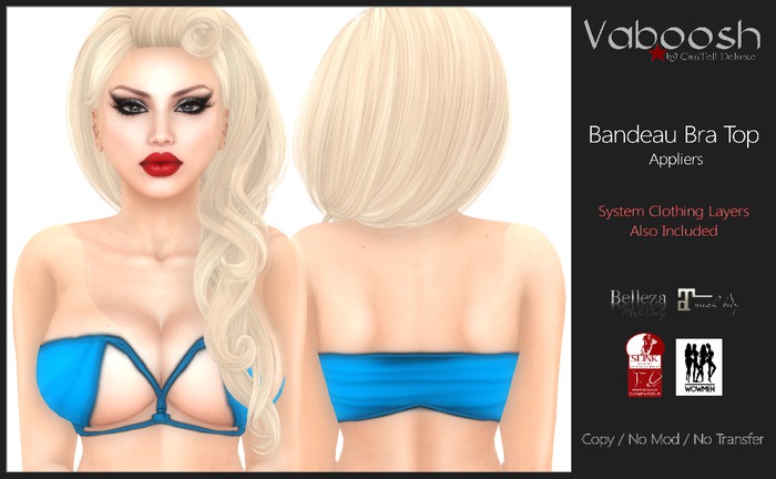 	Vaboosh - Bandeau Bra Top Appliers - Blue - Belleza/Maitreya/Slink/WowMeh