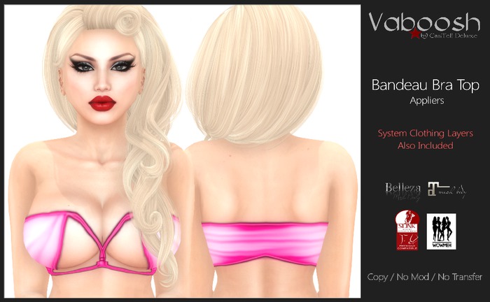 	Vaboosh - Bandeau Bra Top Appliers - Pink - Belleza/Maitreya/Slink/WowMeh