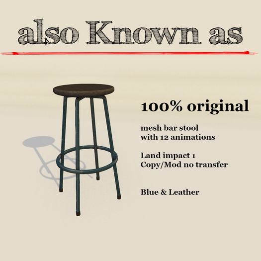 ~aKa~Tubular Barstool - Blue&Leather