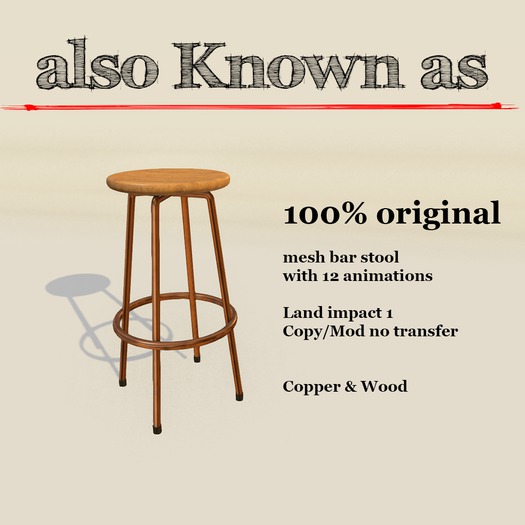 ~aKa~Tubular Barstool - Copper & Wood