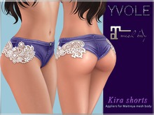 Yvole - Kira Denim & Lace Shorts Purple Maitreya appliers
