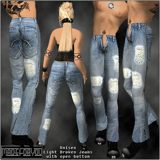 Unisex-light-broken-jeans-open-botton/MadeForYou