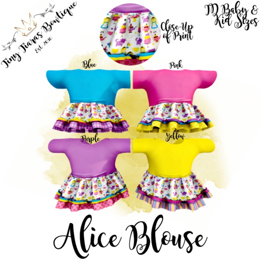 Tiny Tiaras Bowtique - Alice Blouse / Yellow
