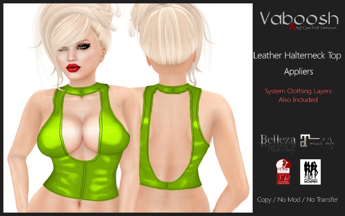 Vaboosh - Leather Vest Appliers - Neon-Green - Belleza/Maitreya/Slink/WowMeh