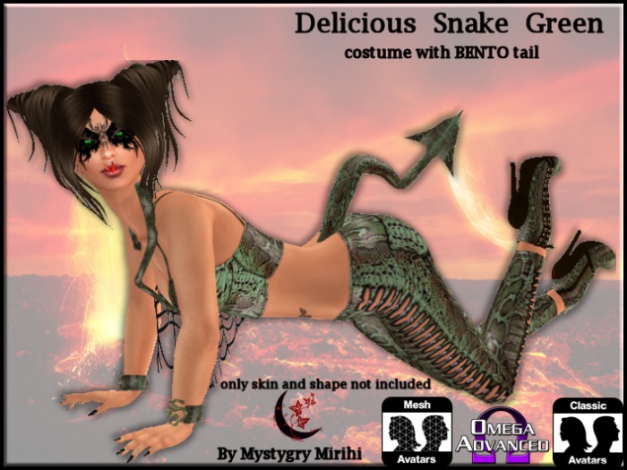 Delicious snake green costume bento tail omega appliers hair