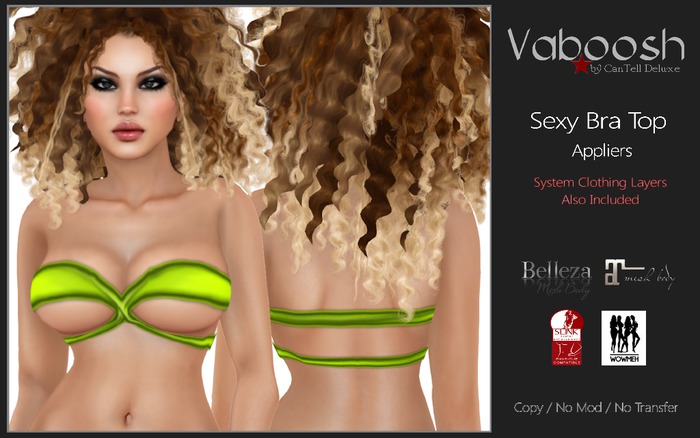 Vaboosh - Bra Top Appliers - Neon-Green - Belleza/Maitreya/Slink/WowMeh