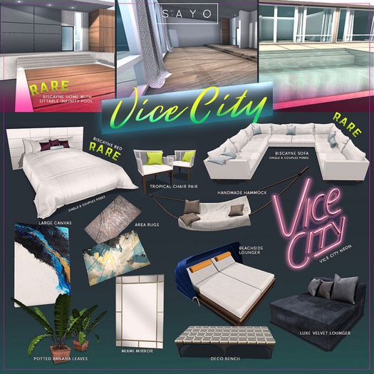 SAYO - Vice City Gacha - Biscayne Area Rug 01 - COMMON