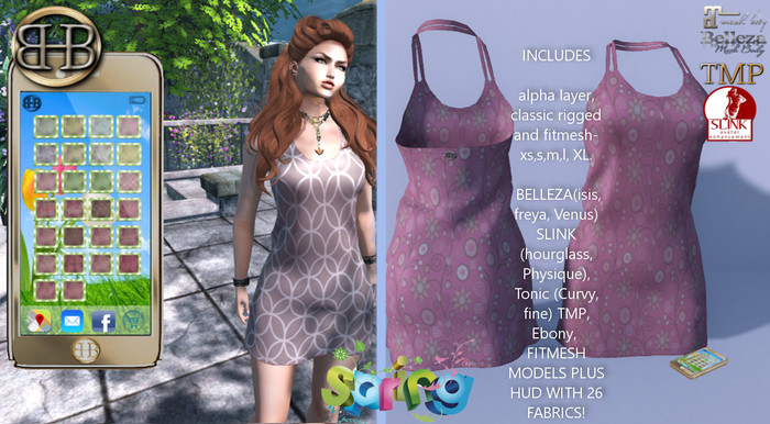 !!BHB!! Spring fling dress with hud (slink, belleza, TMP, maitreya, classic, ebony, Tonic fitmesh)
