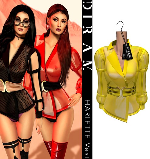 - D I R A M - HARLETTE  Vest,Sleeves - Nylon Yellow