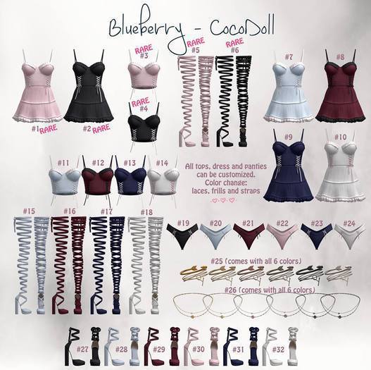 #4 Blueberry - Cocodoll Set - M - Top - Black - RARE