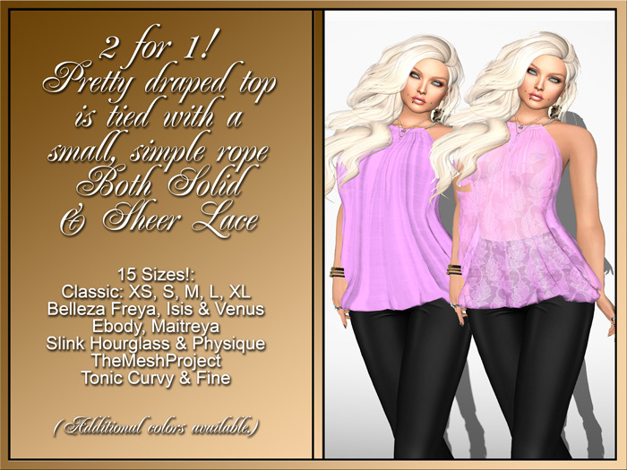 2 for 1 Sheer & Solid-Draped Rope Tied Halter Top-Pink