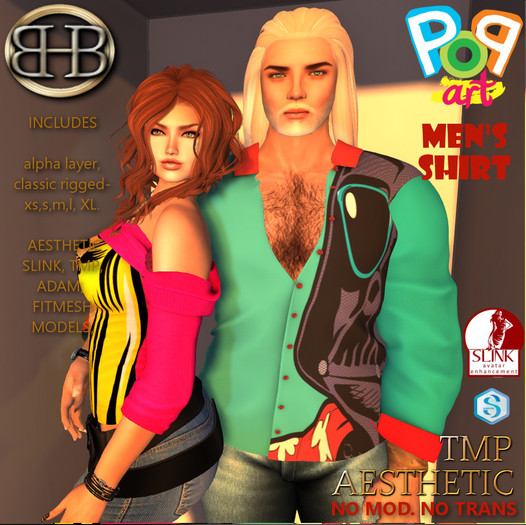 !!BHB!! MEN'S POP ART SHIRT (TMP, CLASSIC, AESTHETIC, SLINK, ADAM FITMESH)