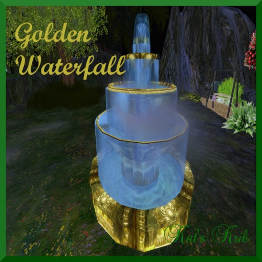Second Life Marketplace Golden Water Fall Fountain(BOXED)