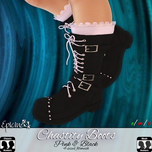 Epicine - Chastity Boots - Pink - Black [Updated]