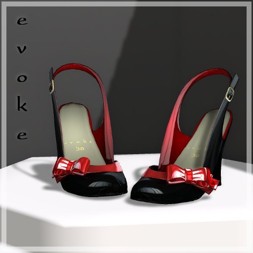 Evoke Ribbon Slingbacks - Black Patent / Metallic Red