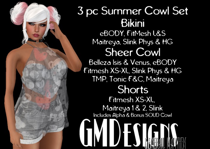 GMDesigns Dark Cuddle 3 PC Cowl Set BONUS
