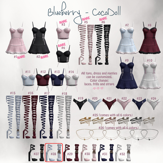 #28 Blueberry - Cocodoll Set - M - Shoes(Mini) - Blue - Common