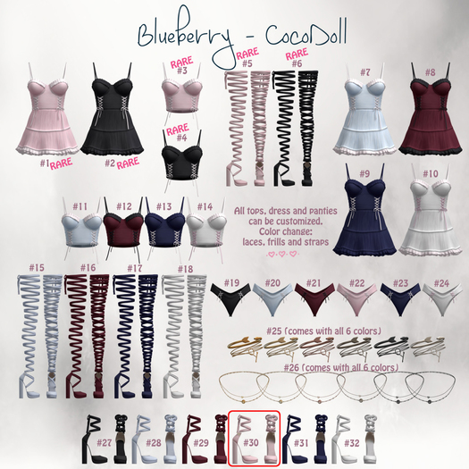 #30 Blueberry - Cocodoll Set - M - Shoes(Mini) - Pink - Common
