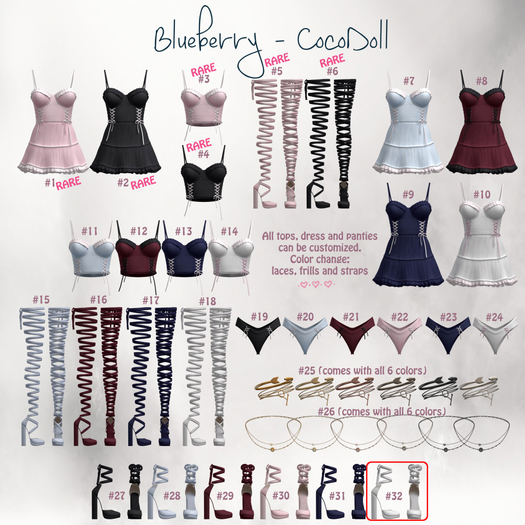 #32 Blueberry - Cocodoll Set - M - Shoes(Mini) - White - Common