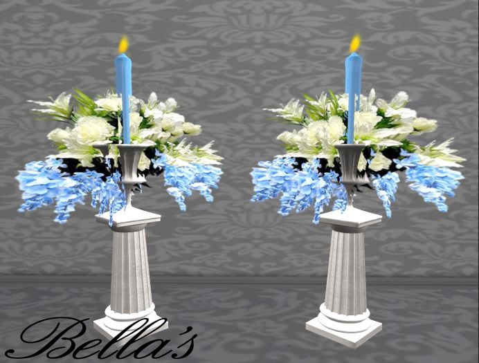Wedding Flower Candle Blue