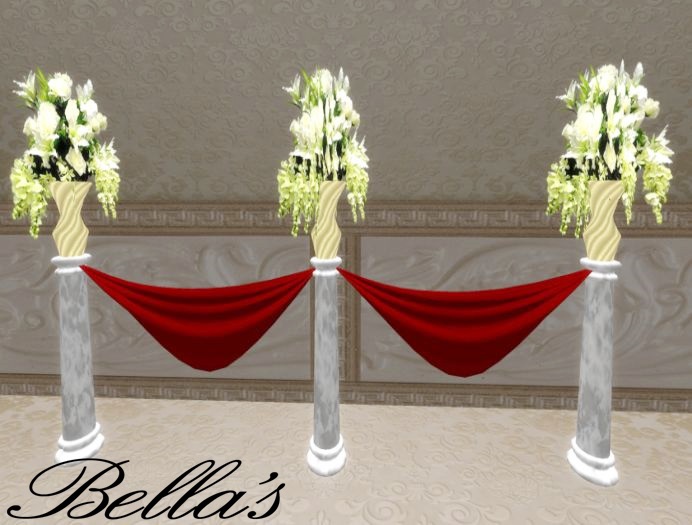 Wedding Flowers Column White Red