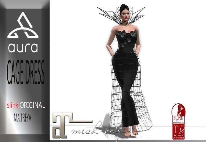 75%OFF* CAGE DRESS with FLOWERS...black/red.SLINK original/MAITREYA)