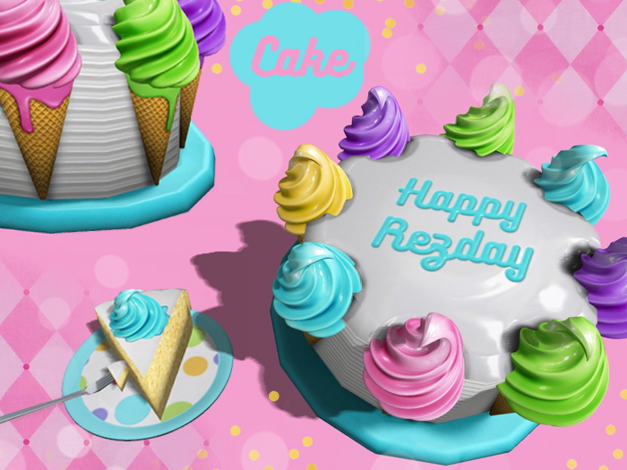 Happy Rezday Ice Cream Cone Cake Mesh (mod/trans)