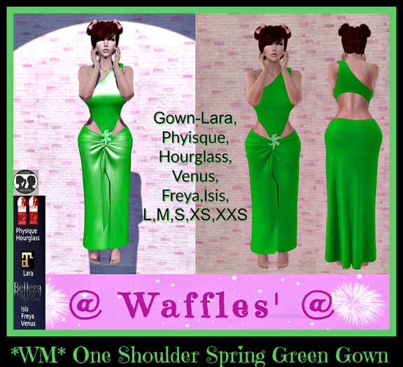 *WM* One shoulder Spring green Gown