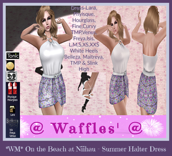 *WM* On the Beach at Niihau - Summer Halter Dress & Heels