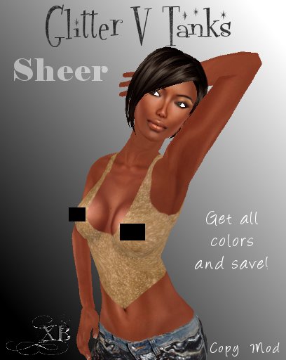 Sheer Glitter V Tanks All Color Pack