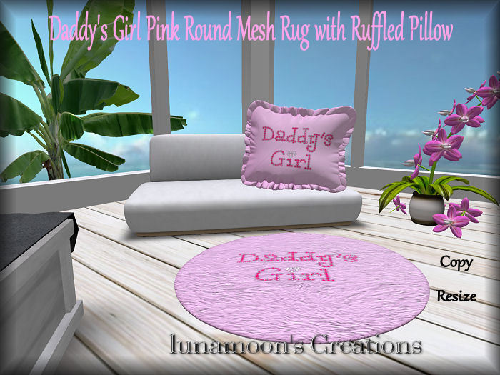 Daddy's Girl Pink Mesh Circular Rug & Pillow Set