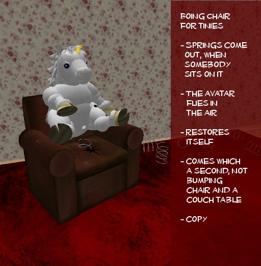 Worn old leather chair for Tinies - crazy chair, bumps avatar up
