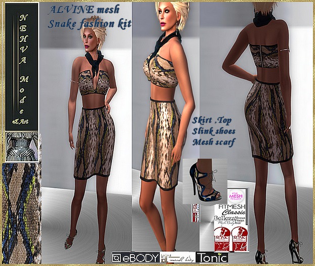 N794-ALvine- New Snake texture Fashion Outfit