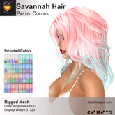 A&A Savannah Hair Pastel Colors. Womens Rigged Mesh Hair