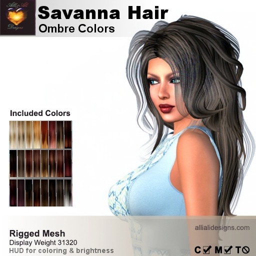 A&A Savannah Hair Ombre Colors. Womens Rigged Mesh Hair