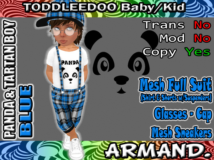 --ARMAND-- PANDA & TARTAN BOY - BLUE