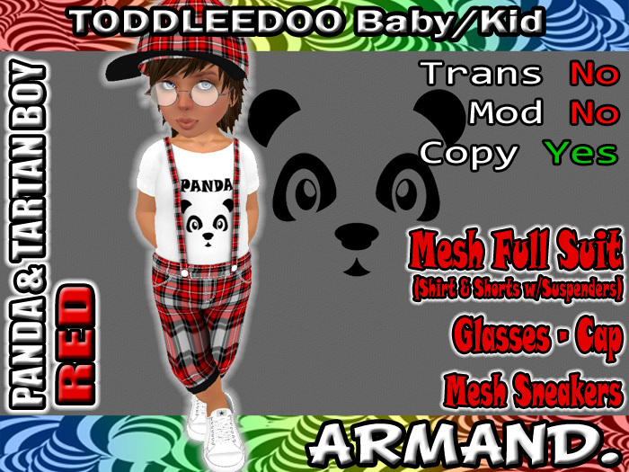 --ARMAND-- PANDA & TARTAN BOY - RED