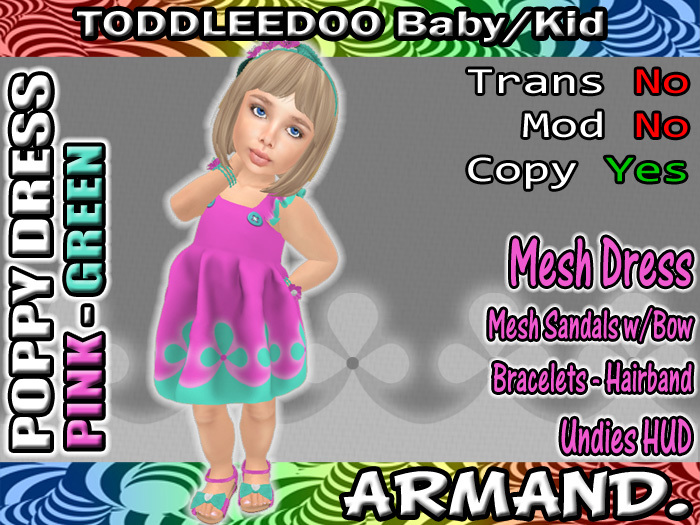 --ARMAND-- POPPY DRESS - PINK-GREEN