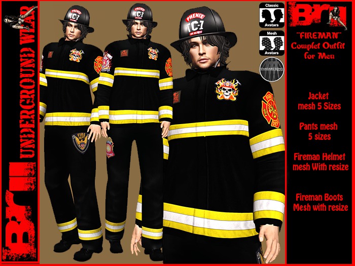 Style Firemen Second Life Marketplace - **FIREMAN STYLE THEME COSTUME COMPLET OUTFIT ...