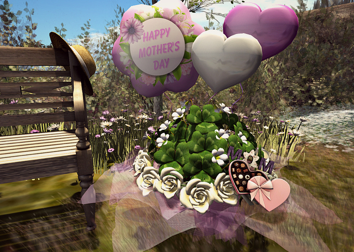 CJ Happy Mother Day clover Basket with sweets + balloons m+t