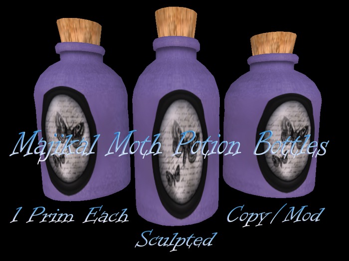 Majikal Moth Potion Bottles