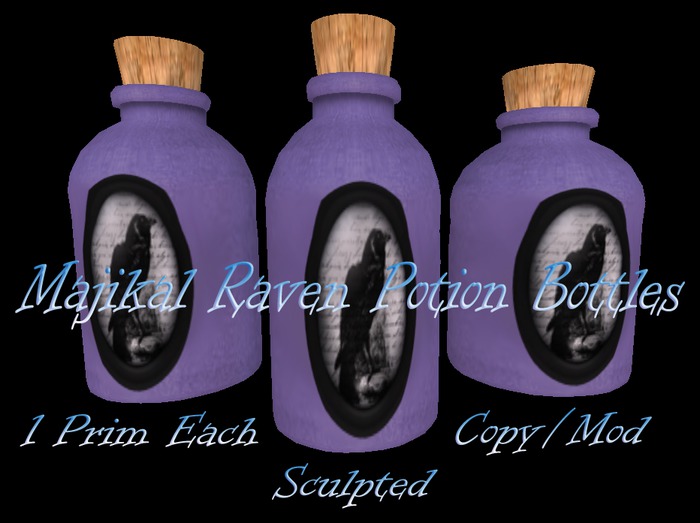 Majikal Raven Potion Bottles