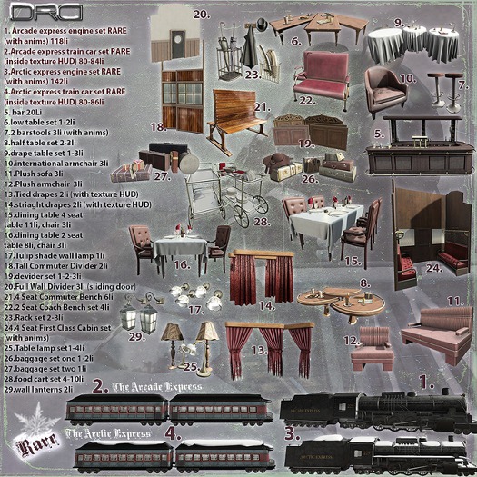8 -DRD- AE - Train Car - Half Table Set