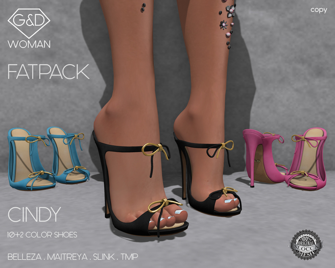 Second Life Marketplace G&D Sandals Cindy Fatpack 10 colors + 2 (wear)